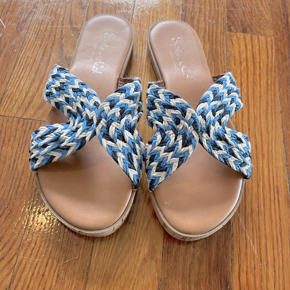 Splendid blue woven Sandals Slides Size 6.5 Made in Italy